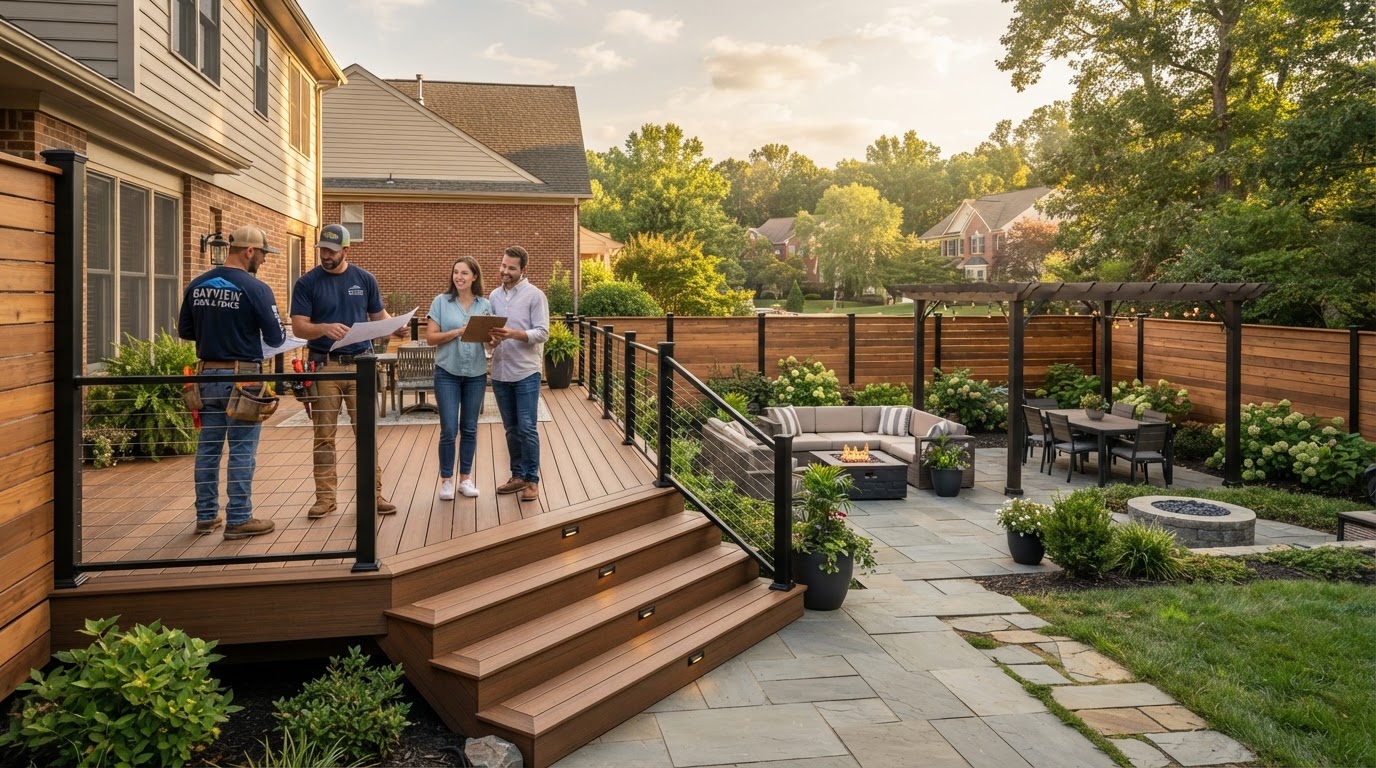 Outdoor living deck and fence craftsmanship project in Bowie Maryland