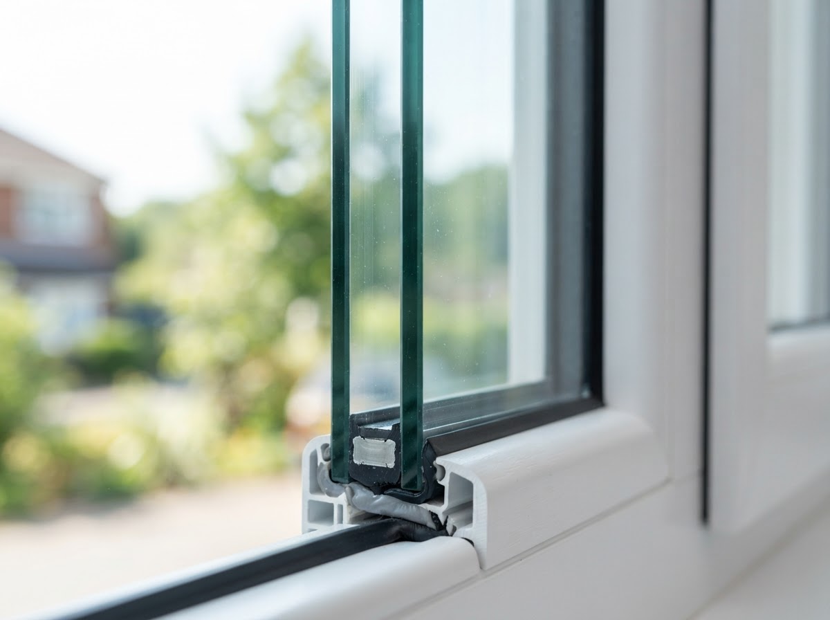 Insulated glass unit replacement detail on a residential window near Bowie, Maryland