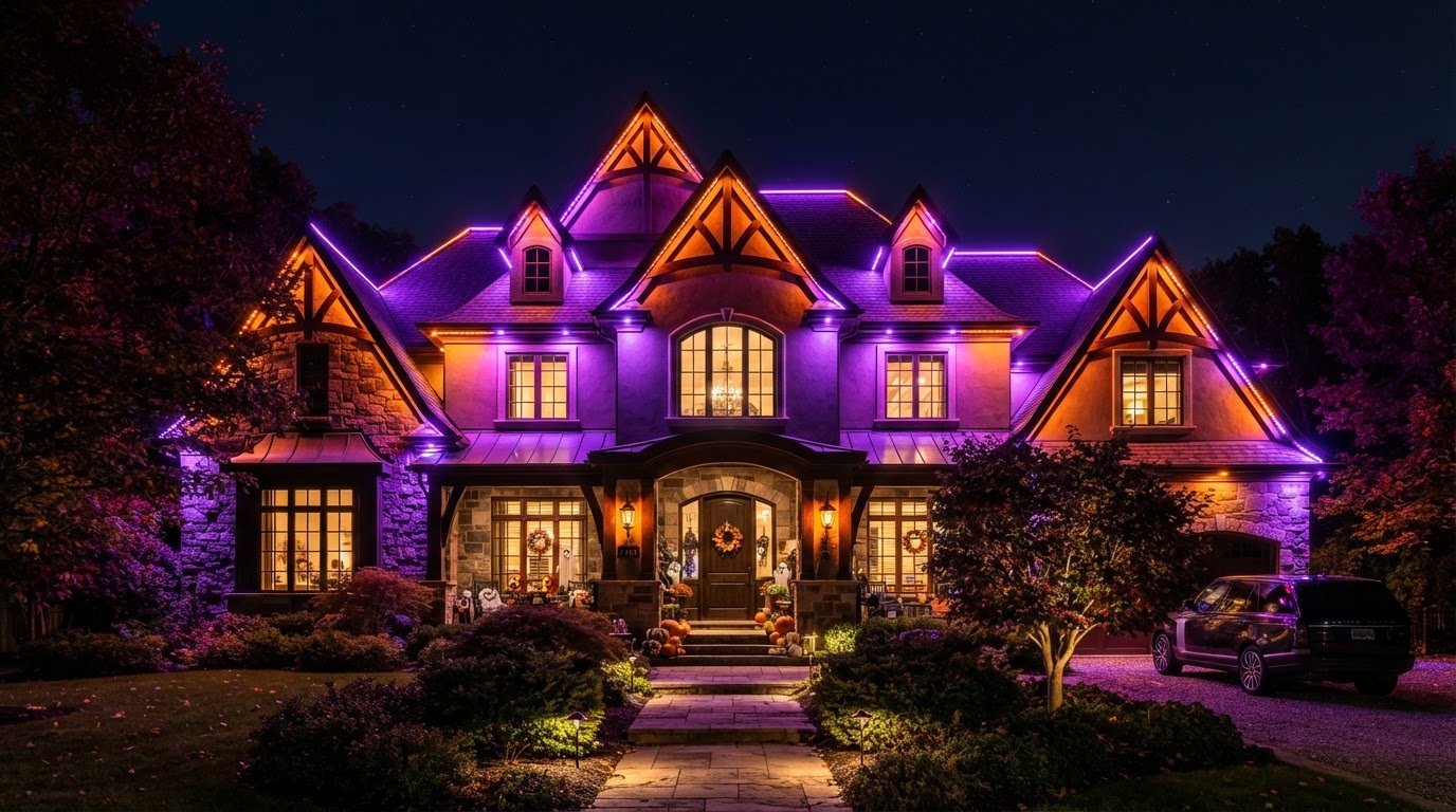 Spooky Halloween Orange & Purple — Spooky architectural theme for October holiday festivities.