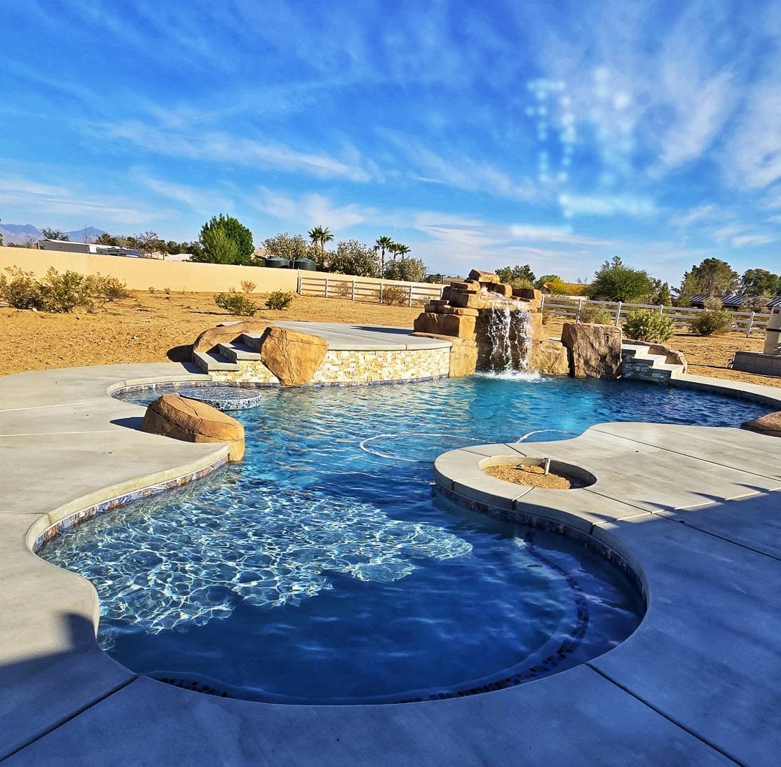 Real pool service work by Connor Jaeger Pool Service in Ridgecrest, CA — sparkling clean pool after a service visit