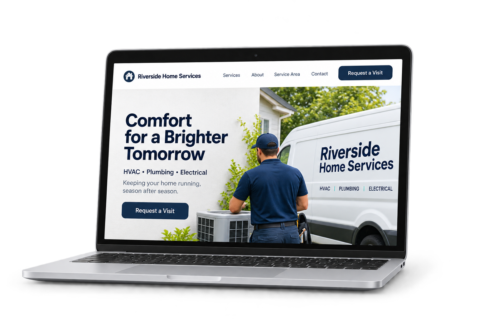 Modern website design example for home service business