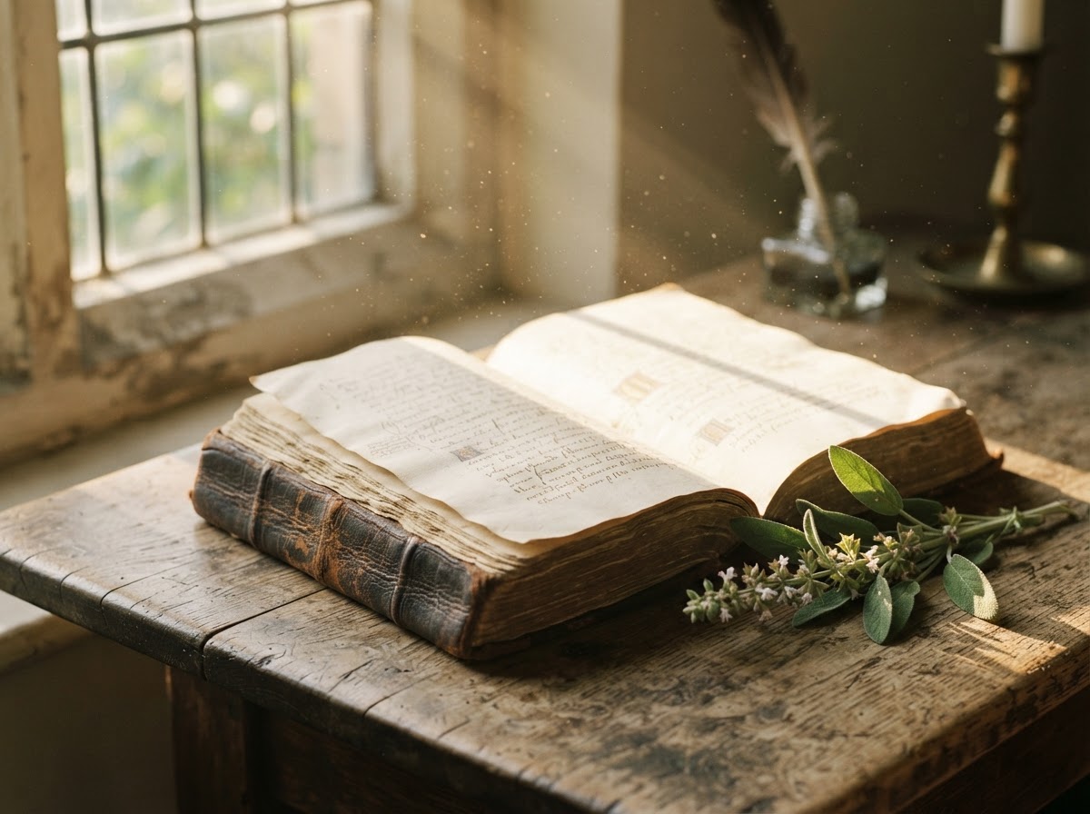 An open book in morning light