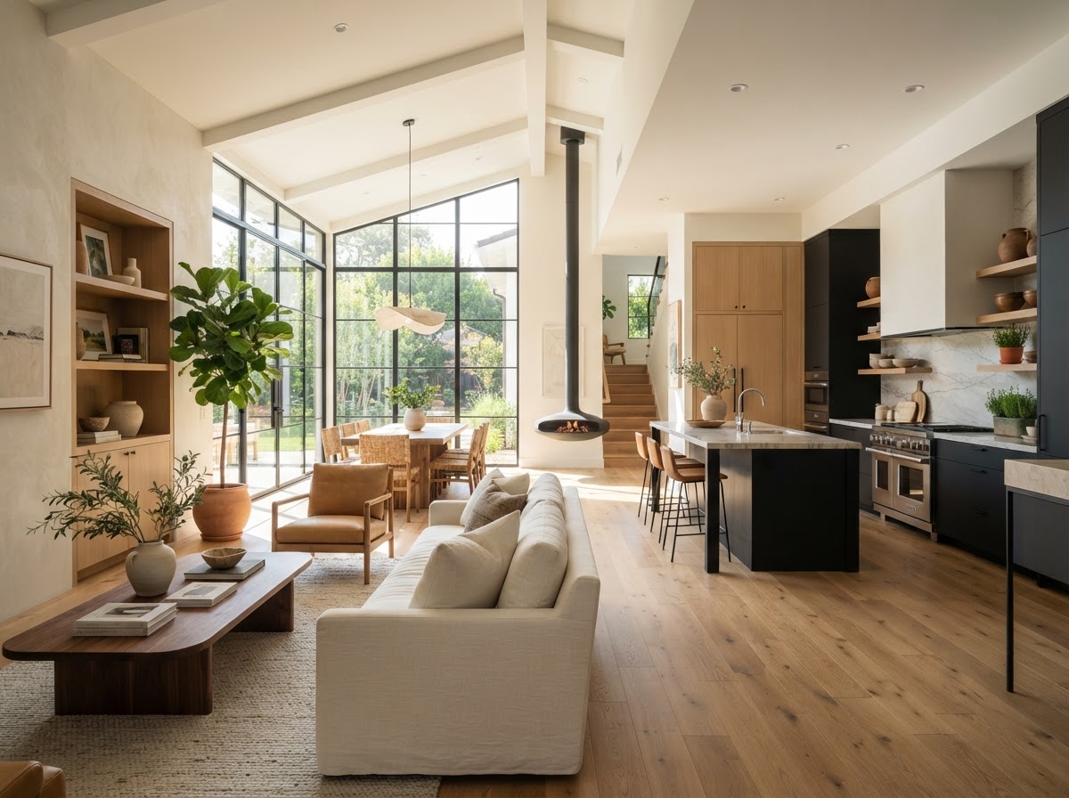 A bright, beautiful residential home interior