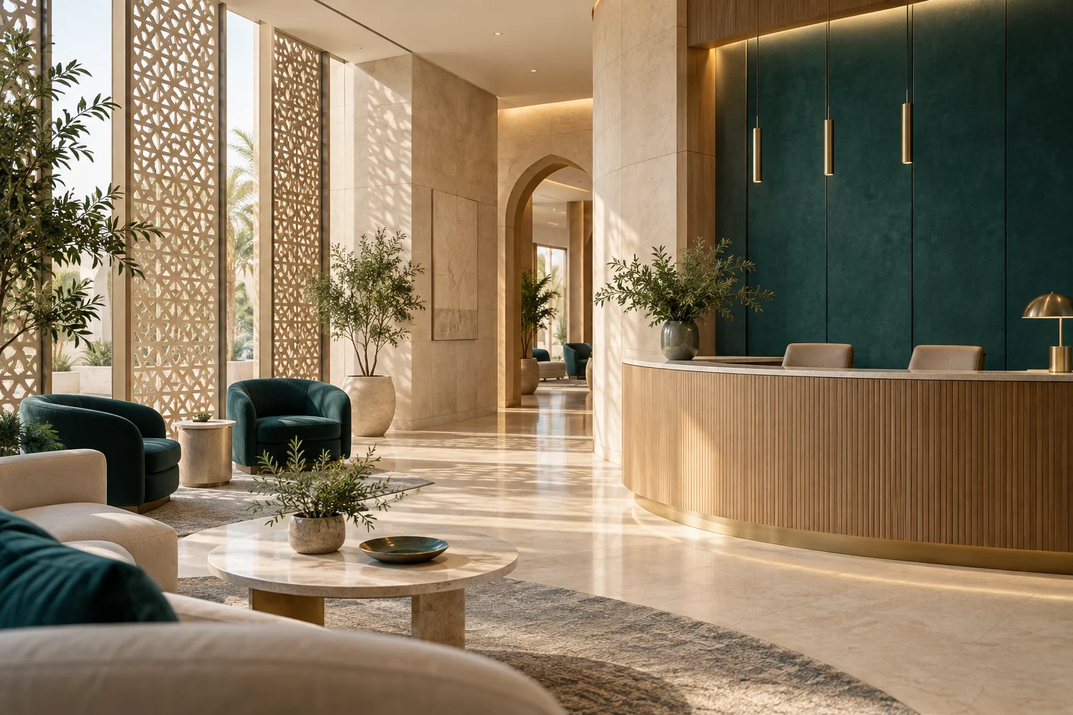 تصور توضيحي لبيئة عيادة طبية حديثة في الرياض بتصميم هادئ ومريح