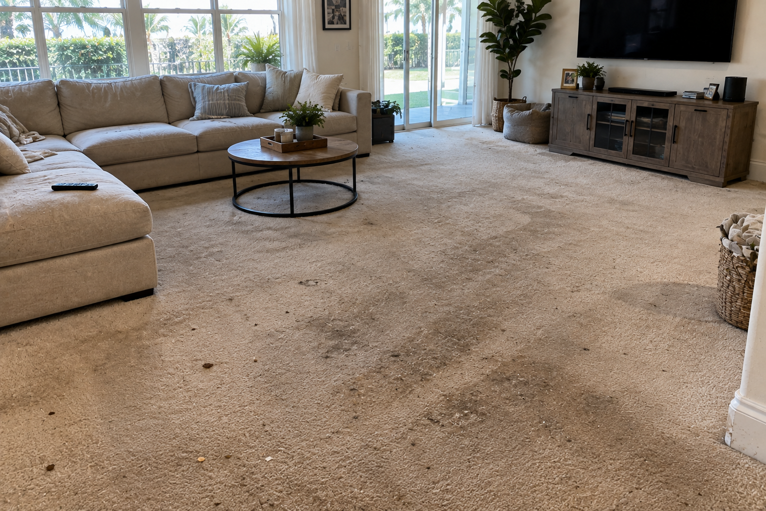 Carpet Cleaning — High-Traffic Living Area — before