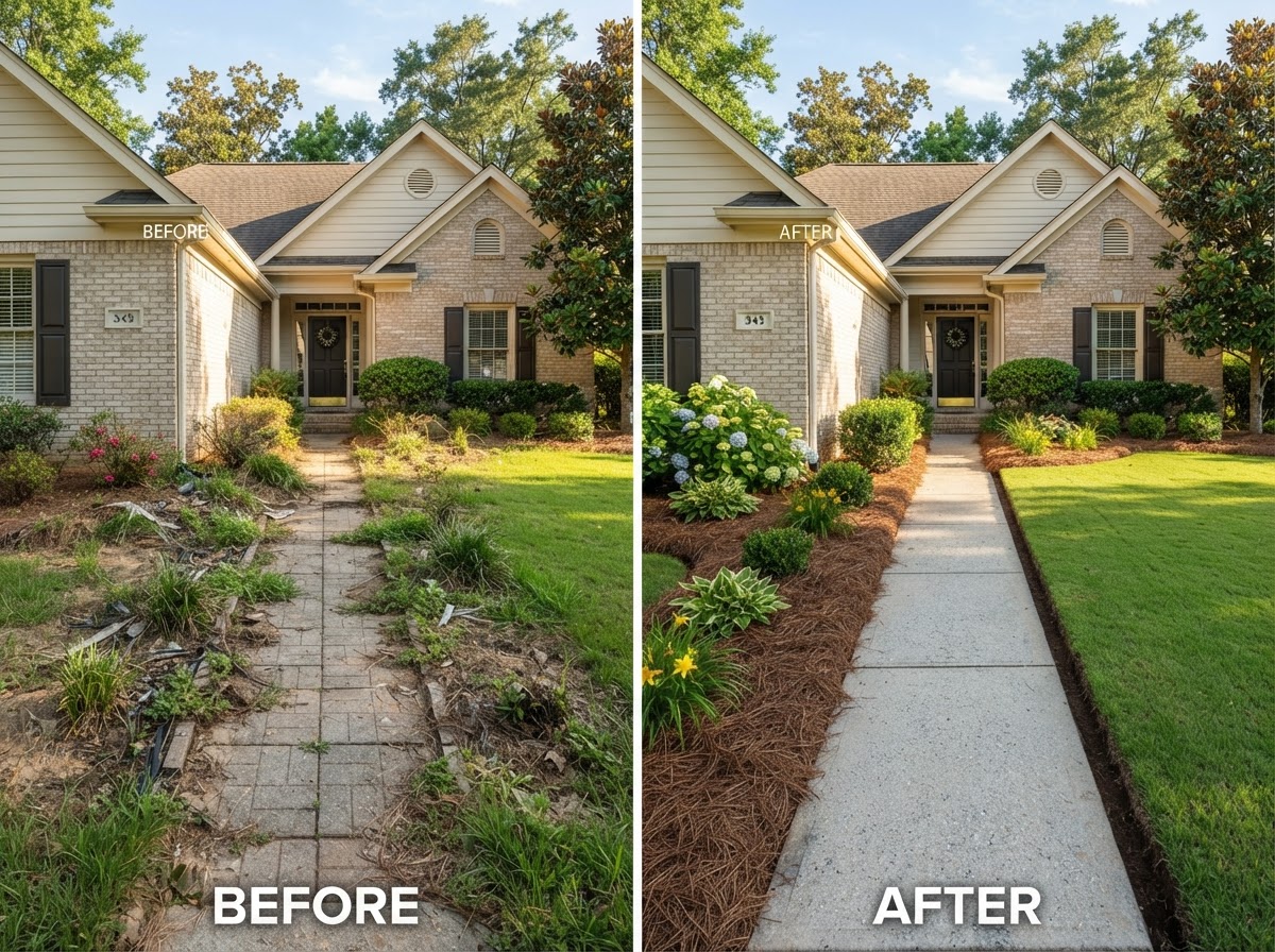 Longleaf Pine Straw & Curve Definition in Ball Ground, GA