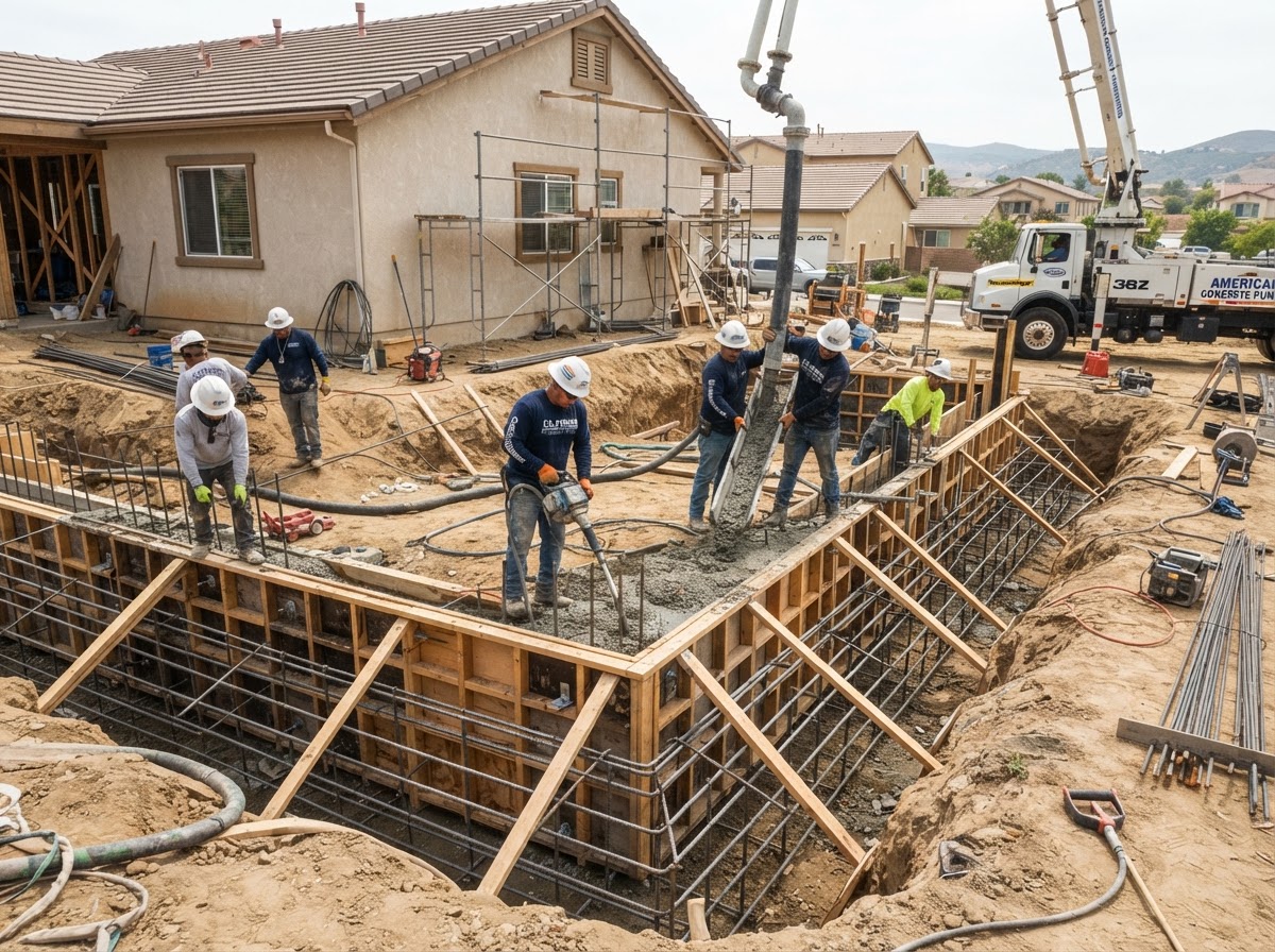 Stem Wall Concrete Pour & Anchor Bolts