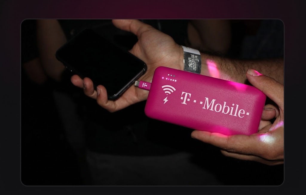 Close-up of a branded portable power bank