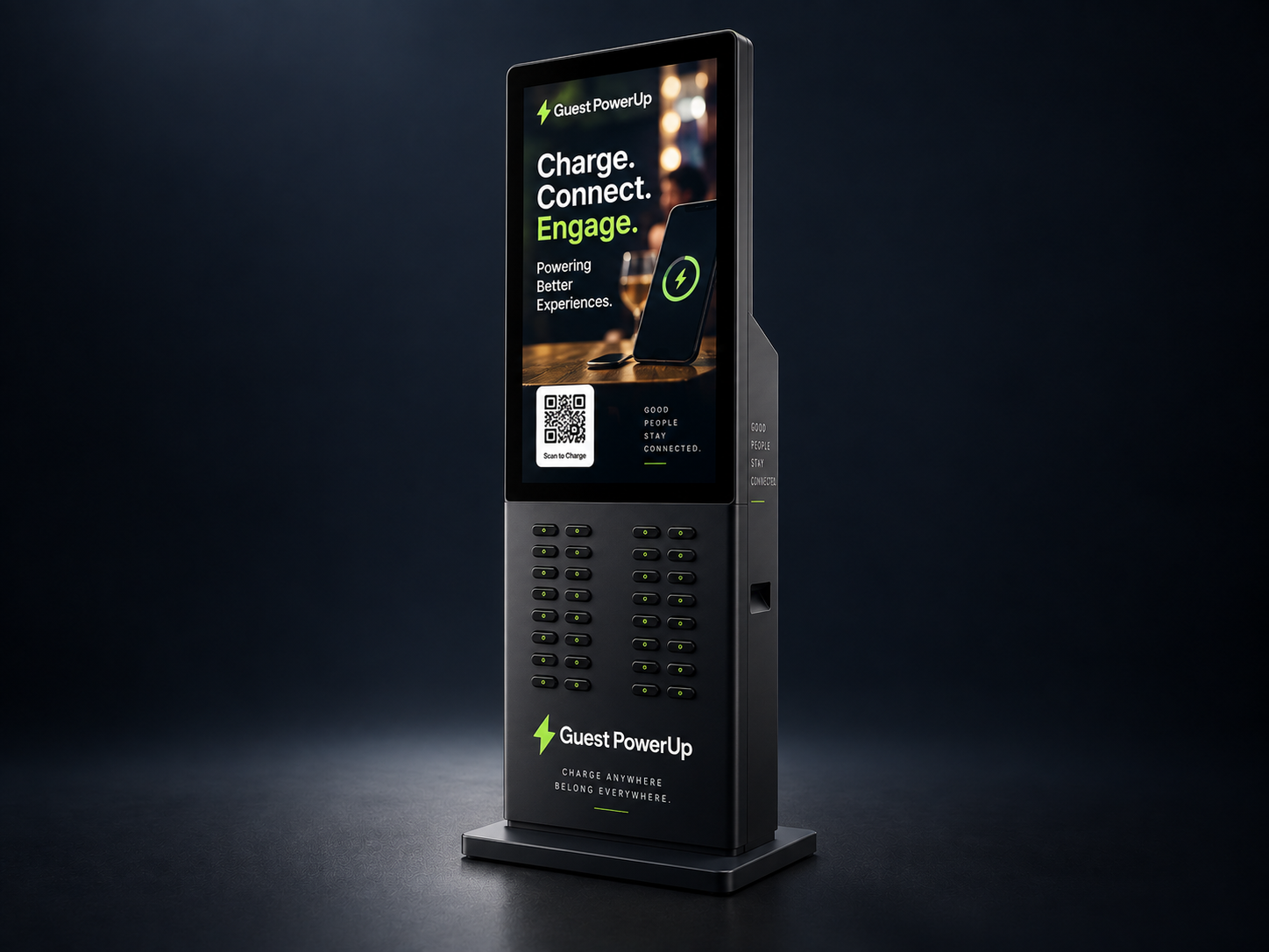 Guest PowerUp digital display floor-standing charging station