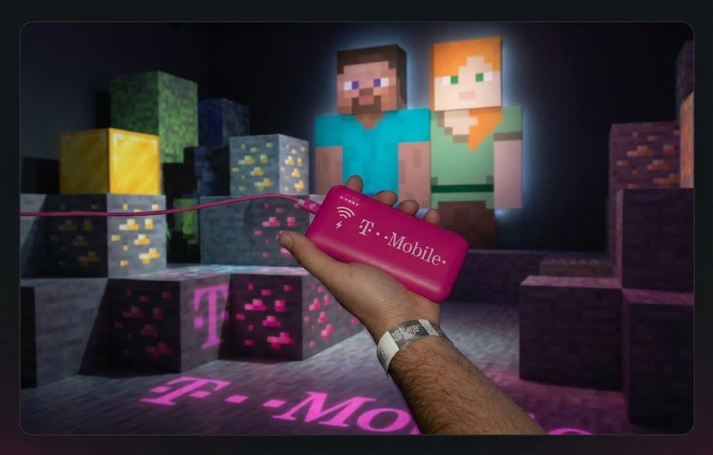 Branded battery traveling with a guest through Minecraft Experience