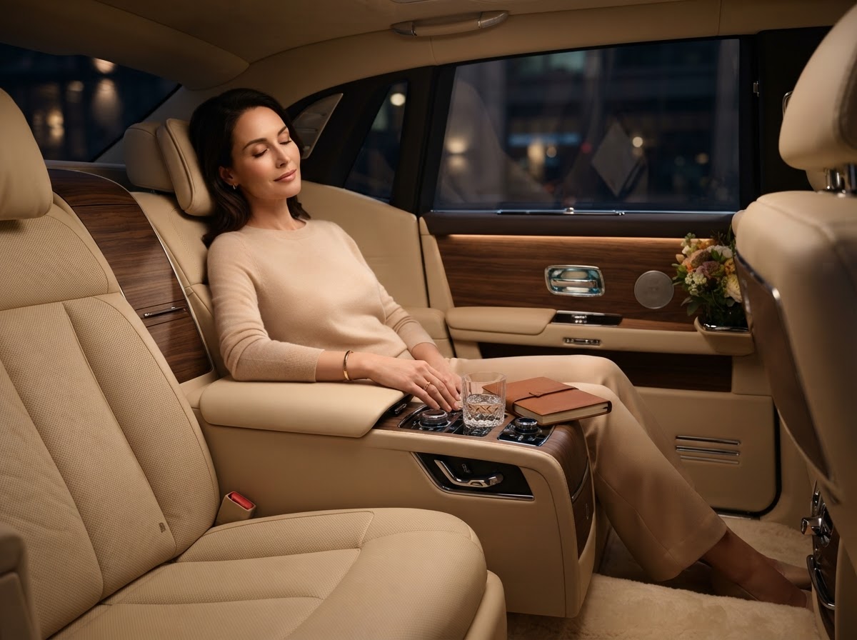 Professional chauffeur providing attentive passenger service