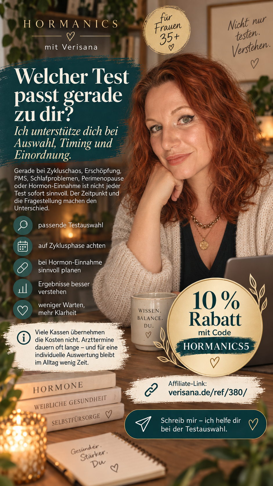 Flyer: Welcher Test passt gerade zu dir? – Kerstin Segner mit Verisana
