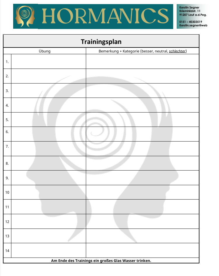 Vorlage Trainingsplan FaszienFit zum Ausfüllen