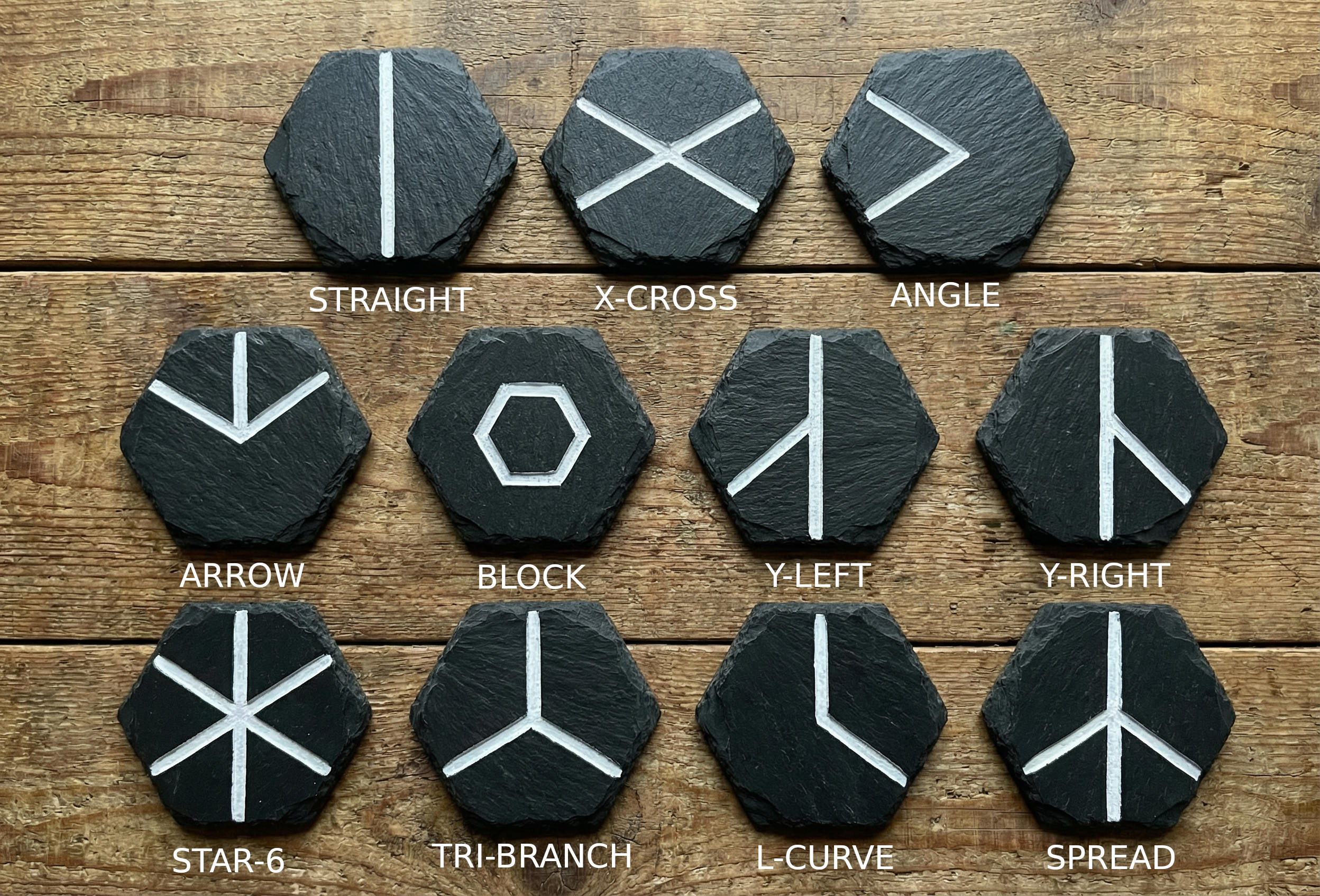 Black tile set with labels
