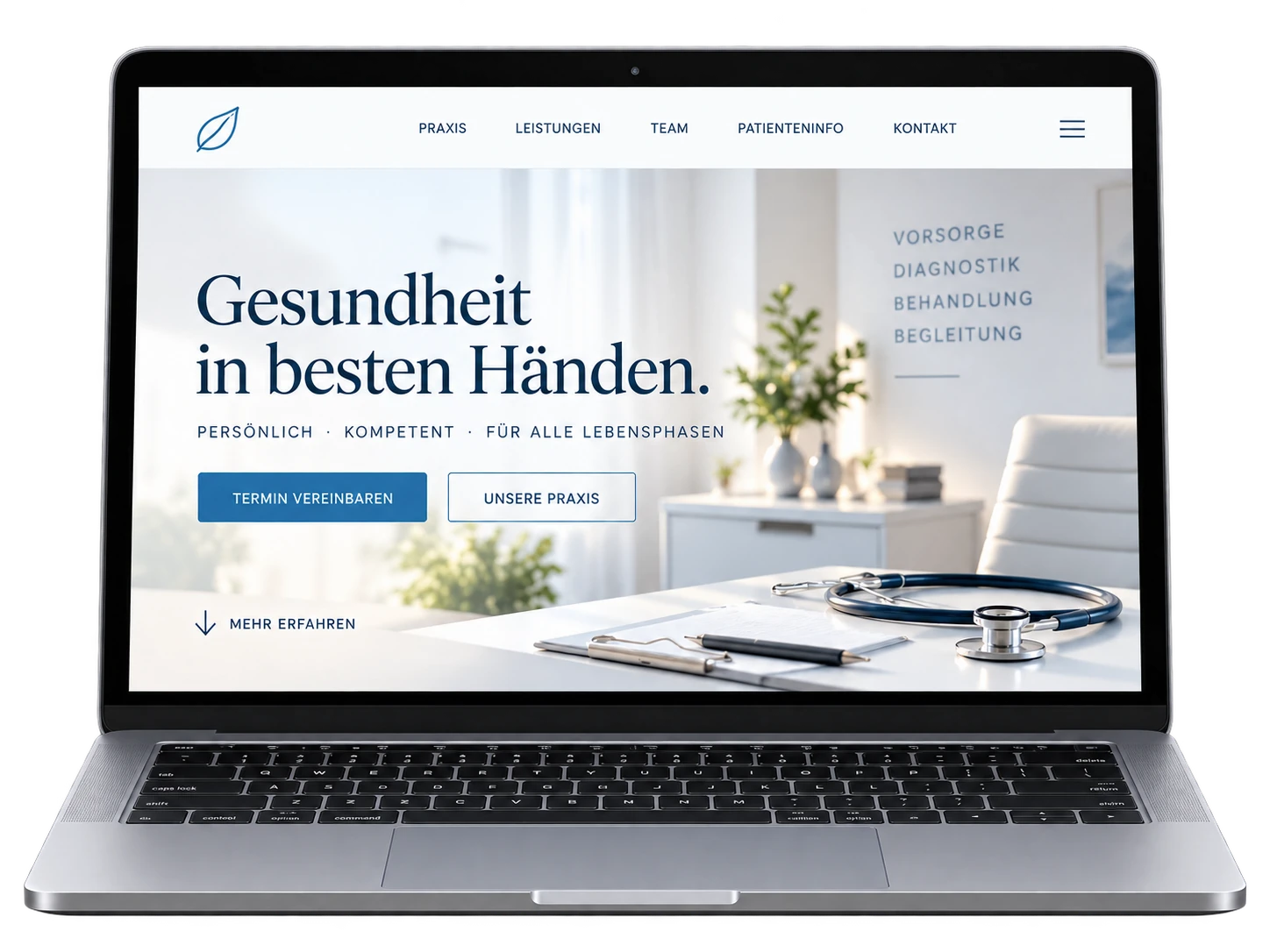 Arztpraxen — Website-Beispiel auf Laptop
