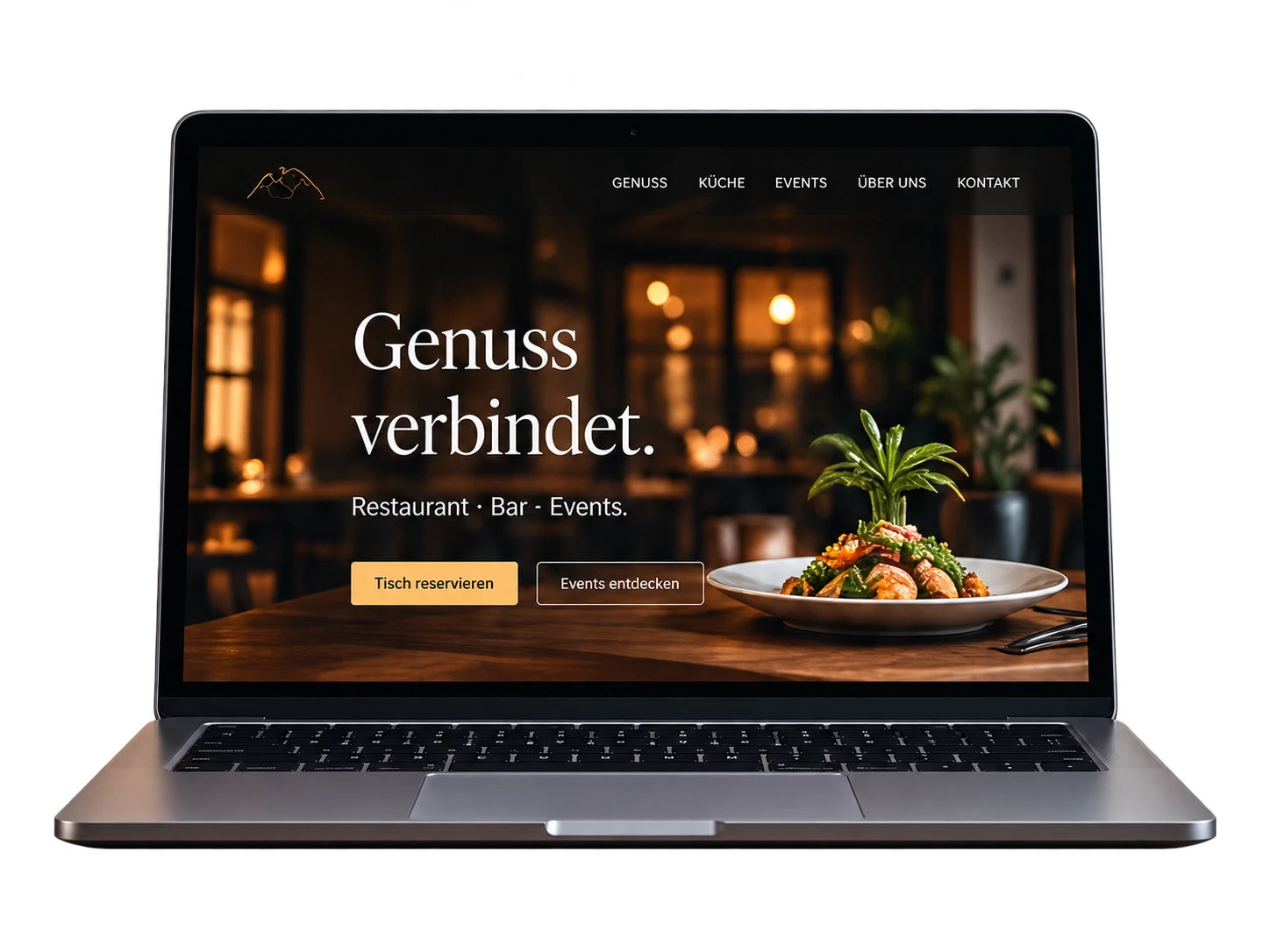 Gastronomie & Event — Website-Beispiel auf Laptop