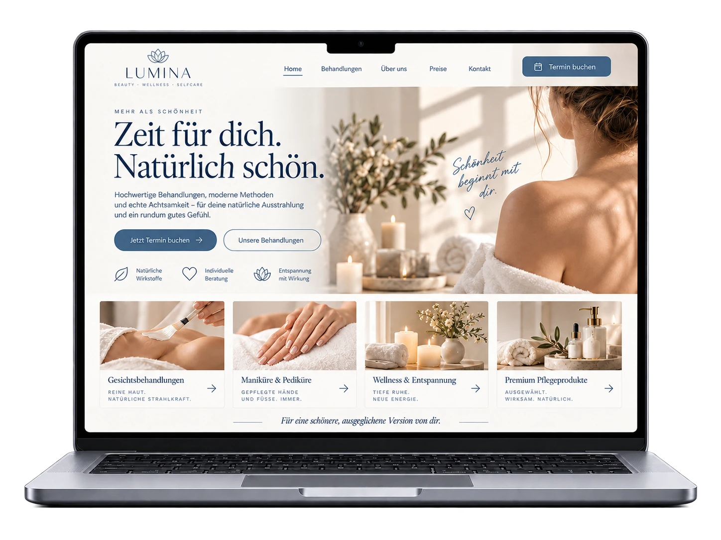 Dienstleistungen — Website-Beispiel auf Laptop