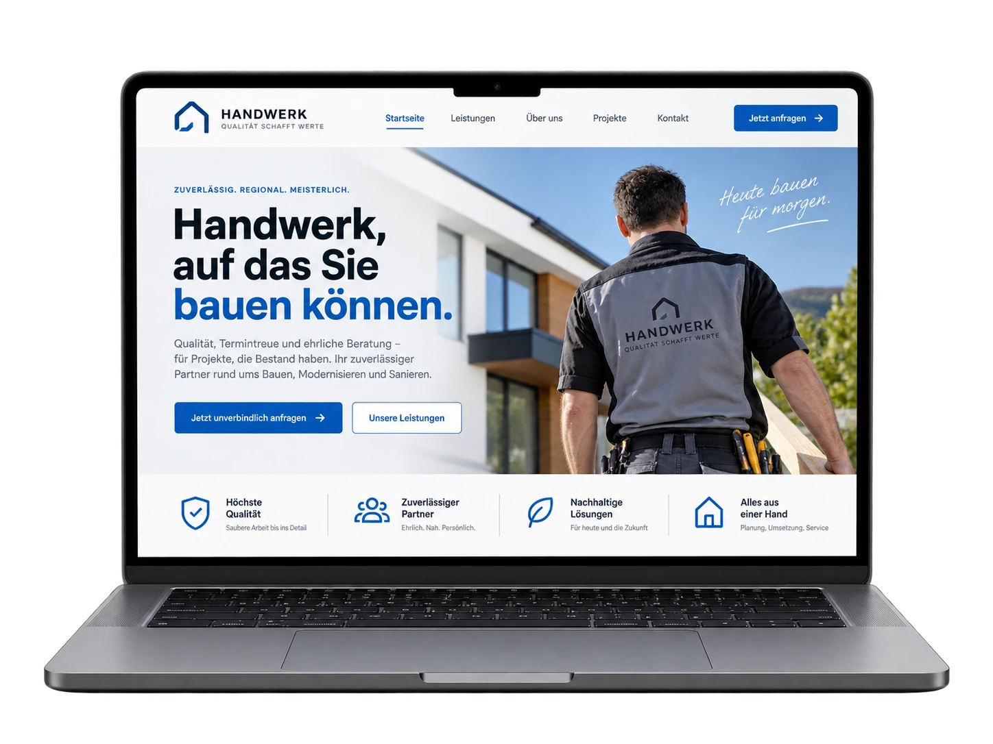 Handwerk — Website-Beispiel auf Laptop
