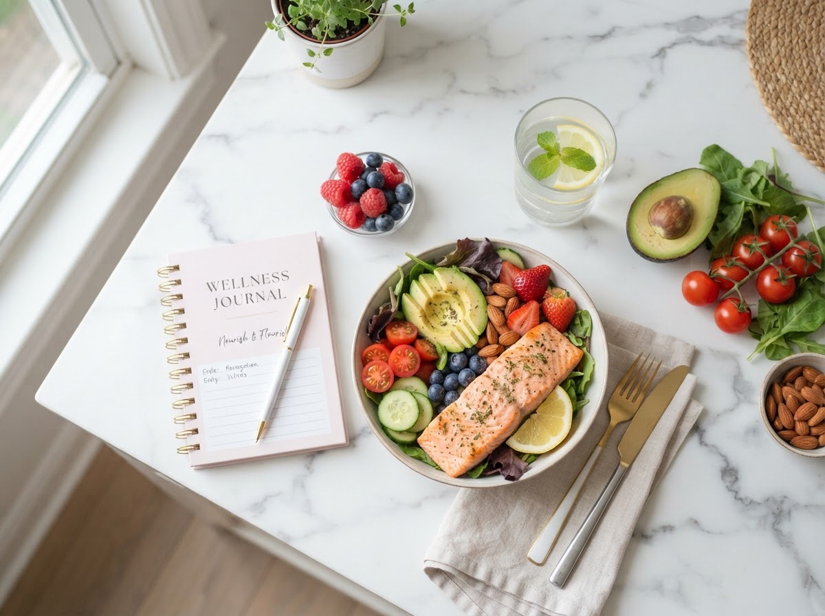 Nutritious whole foods and healthy meal prep for nutrition coaching