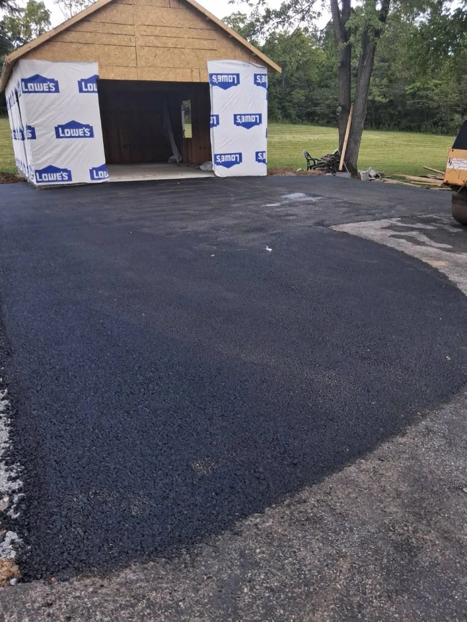 Newly Paved Garage & Workshop Asphalt Pad