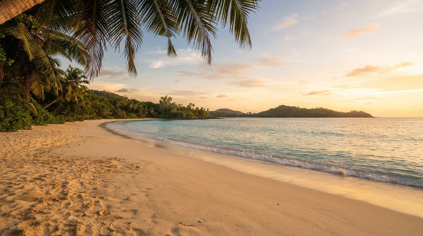 Warm tropical beach and turquoise ocean scene at UV Bronze
