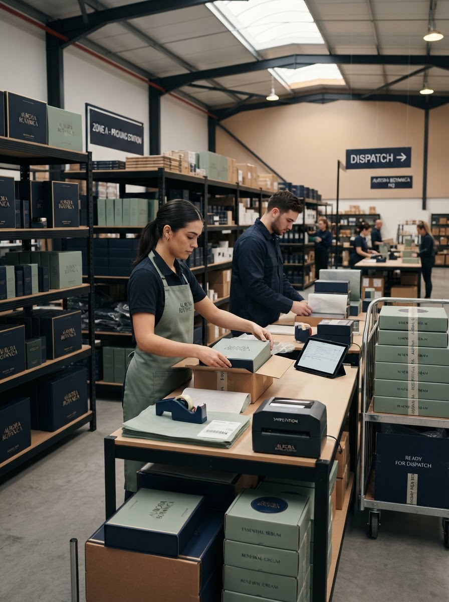 Premium e-commerce product packaging and fulfillment environment
