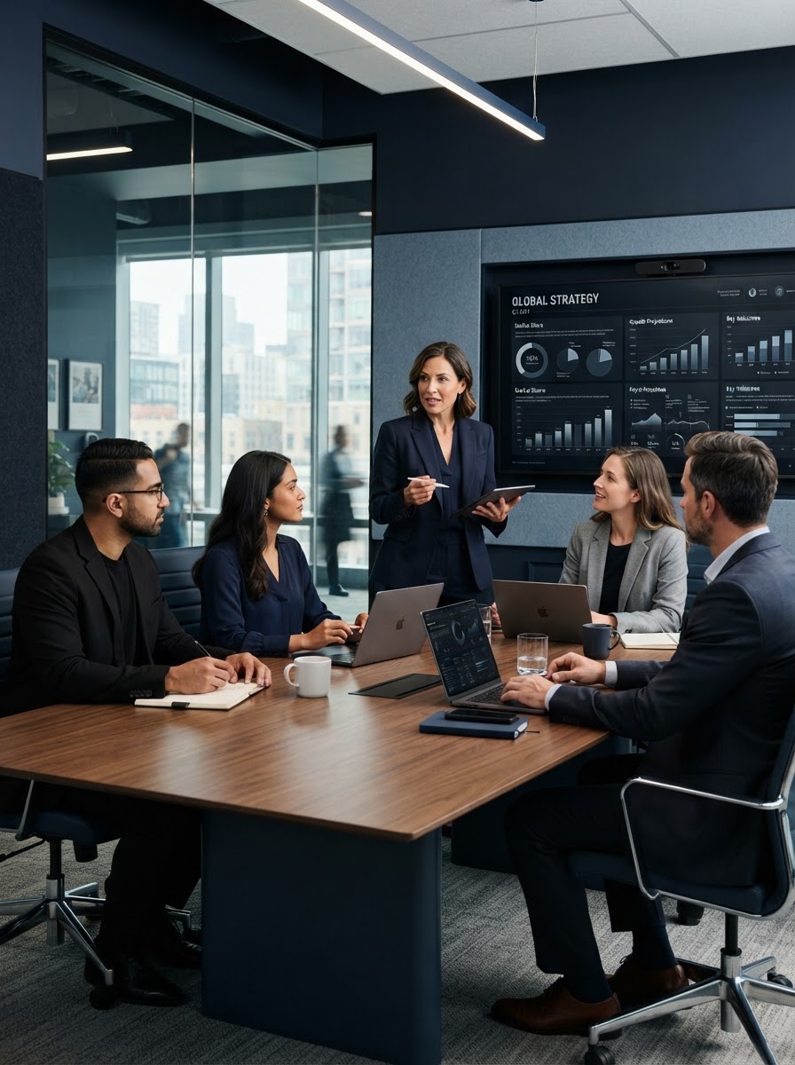 Sophisticated commercial collaboration in a modern conference room