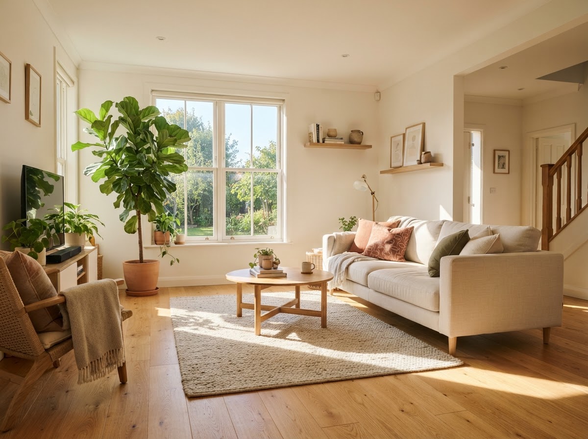 Clean, bright and welcoming living interior after professional cleaning