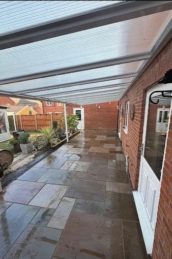 Natural sandstone paving slabs for garden patio, veranda and steps