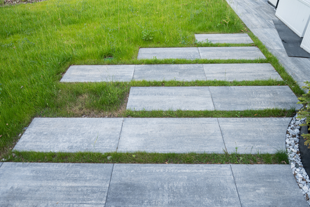 Large-format contemporary concrete paving slabs