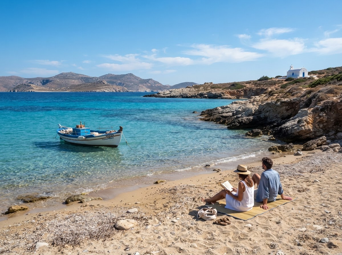 Spiaggia naturale e mare turchese di Koufonisia nelle Cicladi