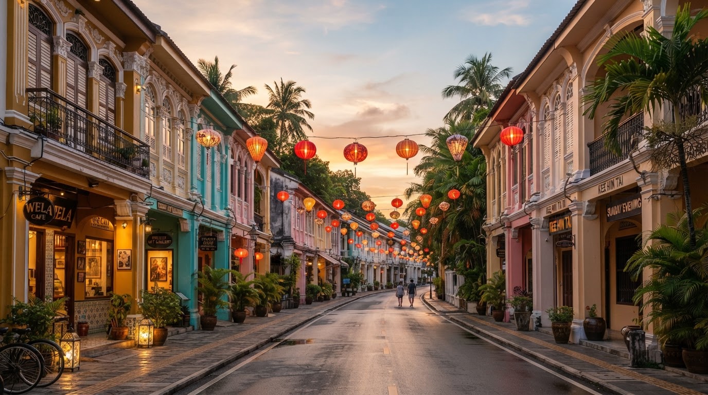 Shophouse sino-portoghesi colorati del centro storico di Phuket