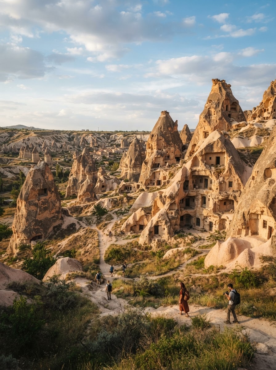 Camini delle fate e abitazioni rupestri nella valle di Göreme, Cappadocia