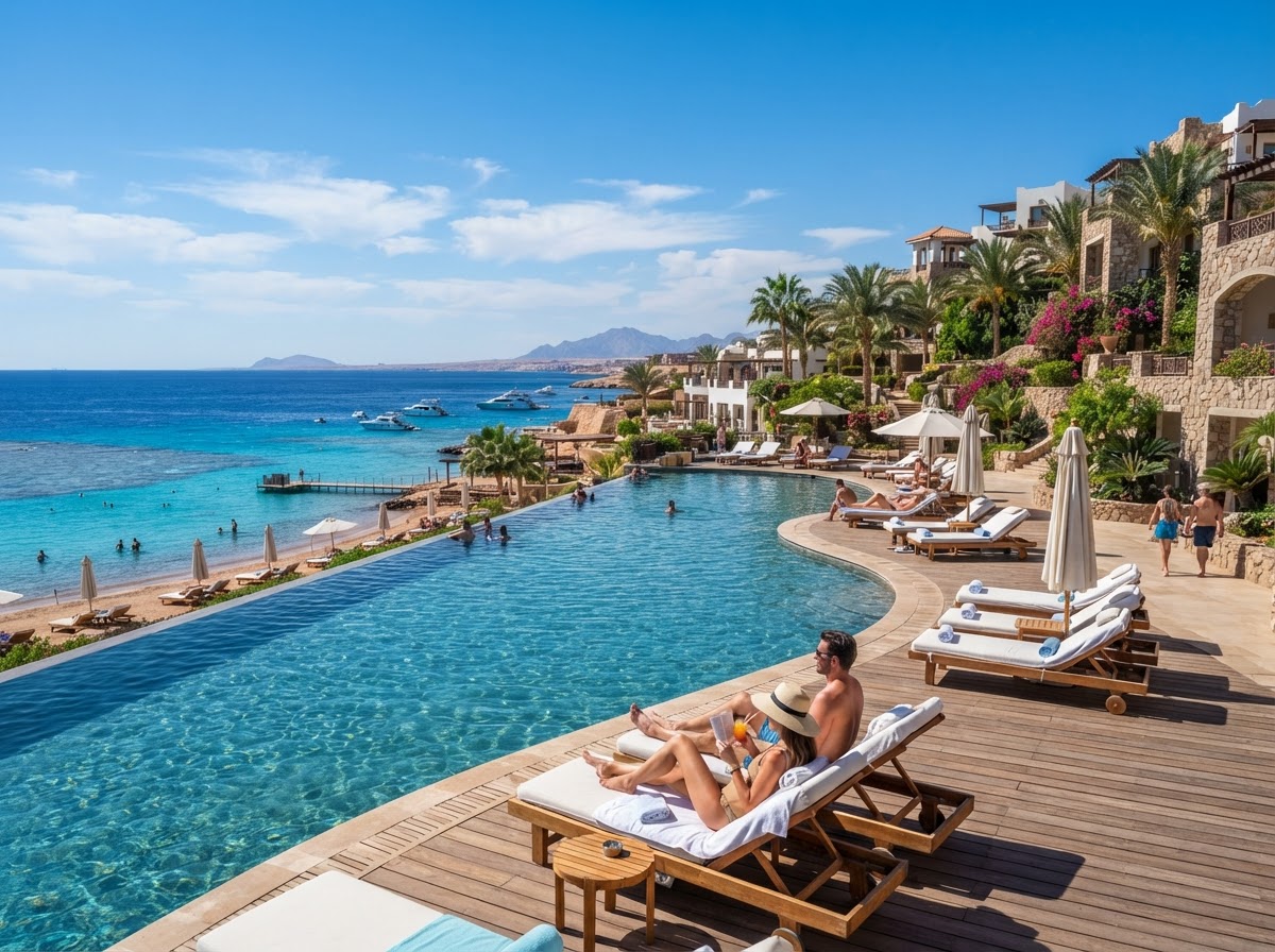 Piscina a sfioro del resort 4* Queen Beach a Sharm el-Sheikh