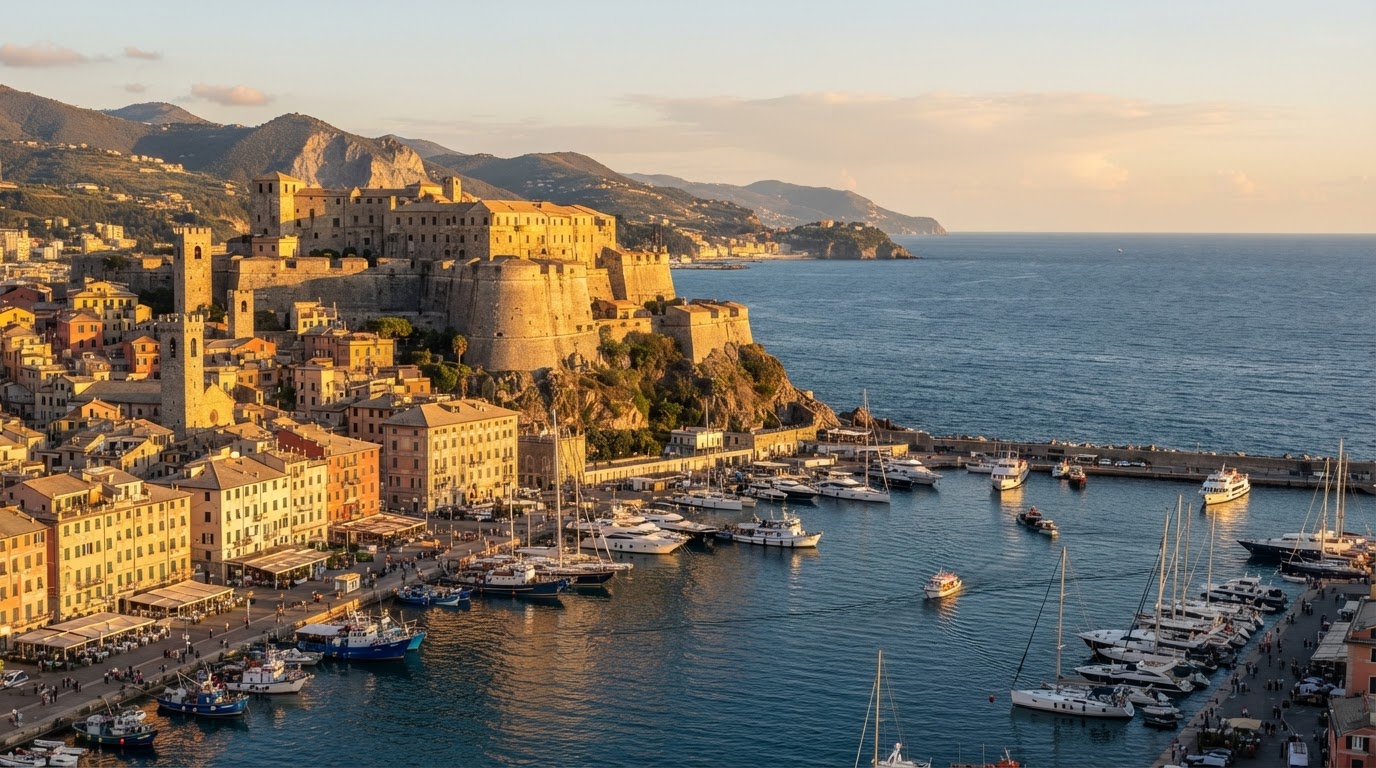Porto di Savona con la fortezza del Priamar