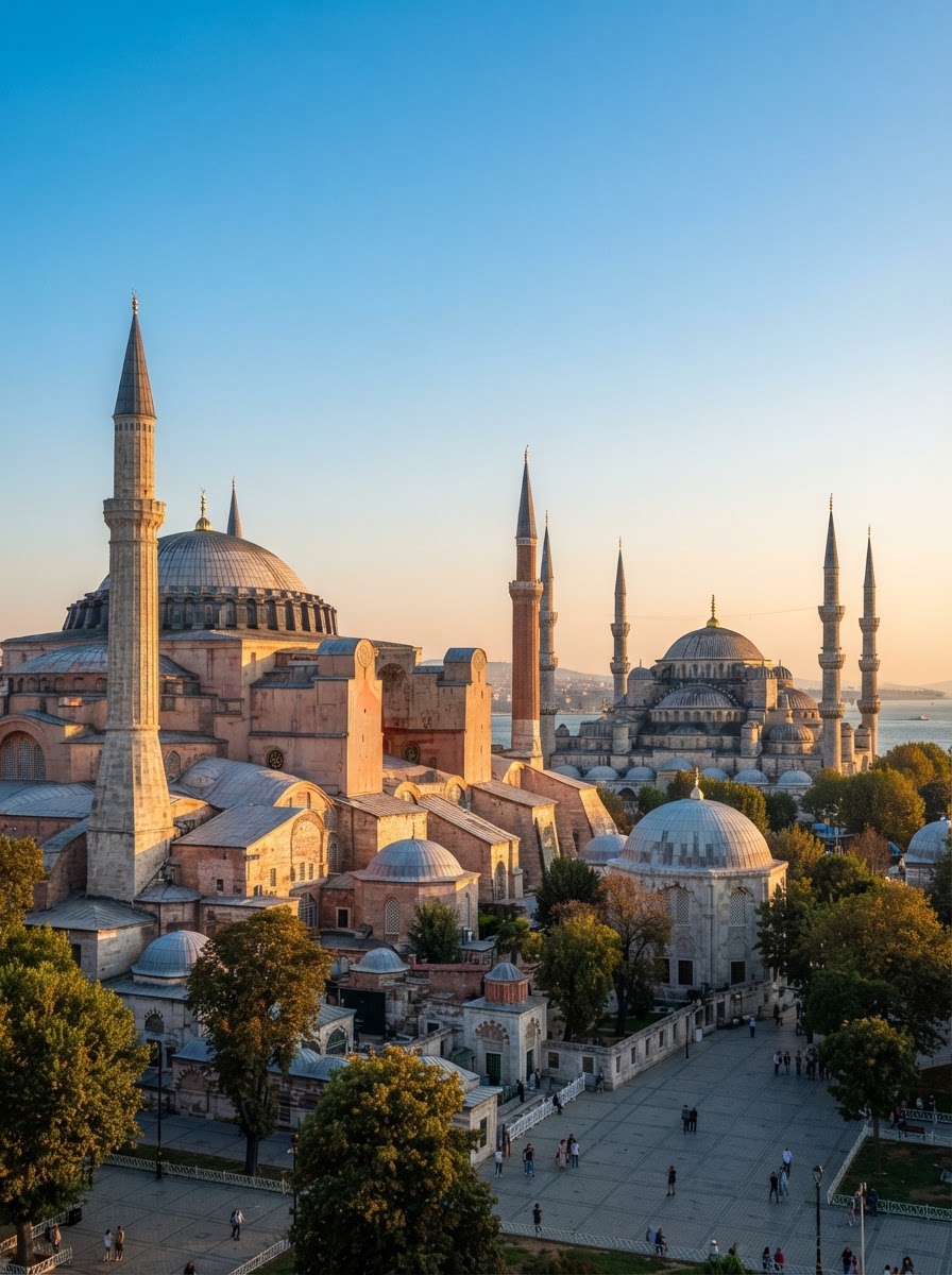 Cupole e minareti di Hagia Sophia e Moschea Blu a Istanbul