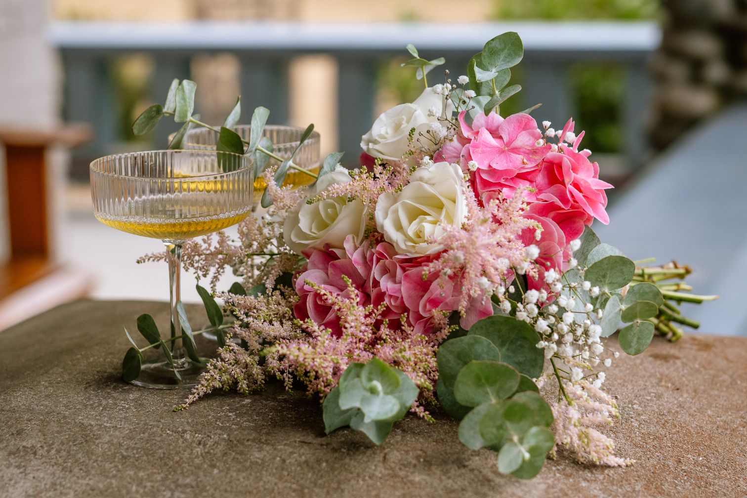 custom wedding floral arrangements with pink hydrangeas and white roses by Kitsap County florist