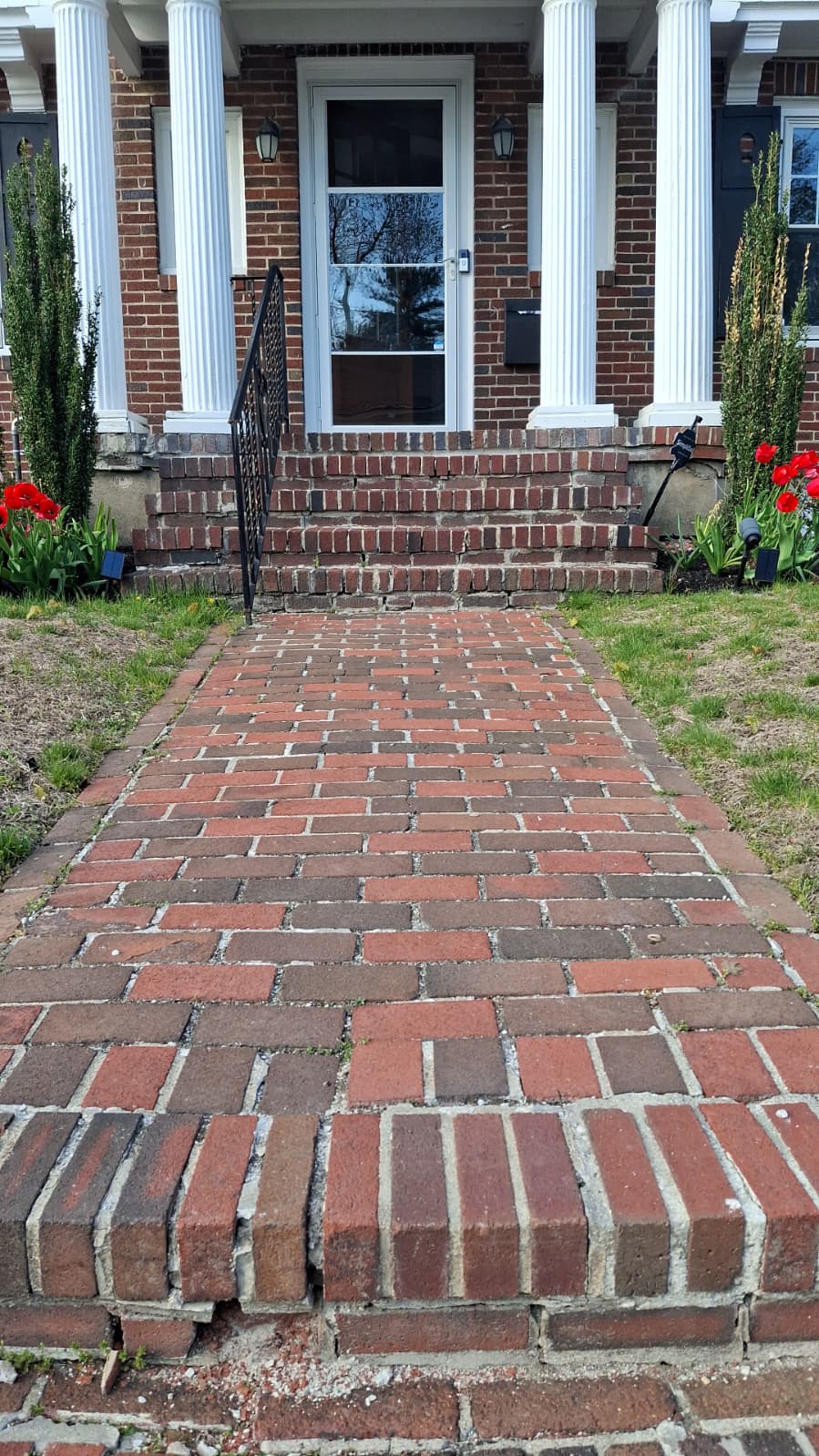 Original brick walkway and steps before reconstruction
