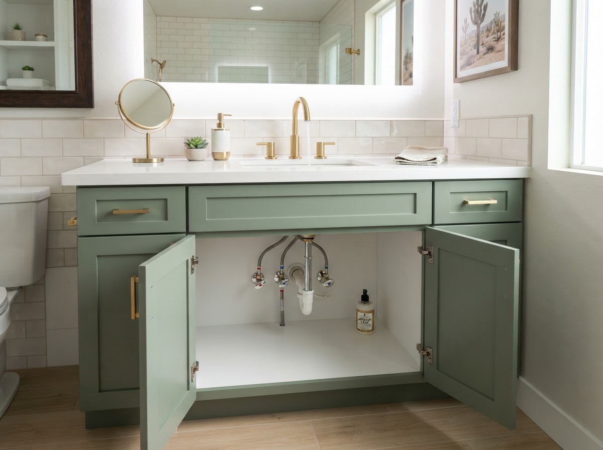 Bathroom Vanity Fixture Replacement Before/After in Las Vegas, Nevada | Desert Gold Home Services