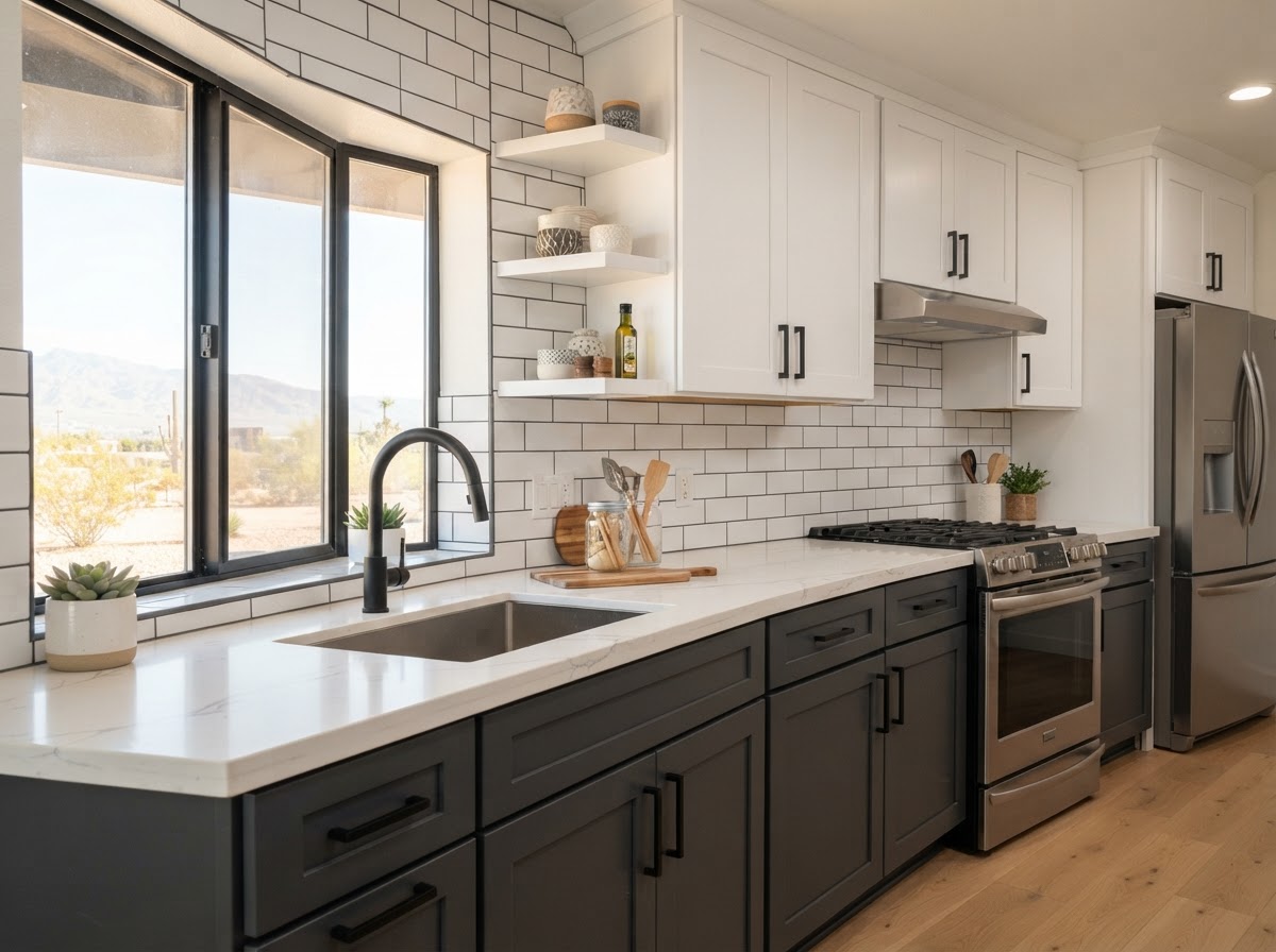 Kitchen Backsplash Installation Before/After in Las Vegas, Nevada | Desert Gold Home Services