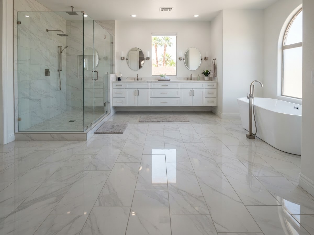 Tile Floor Installation Before/After in Las Vegas, Nevada | Desert Gold Home Services