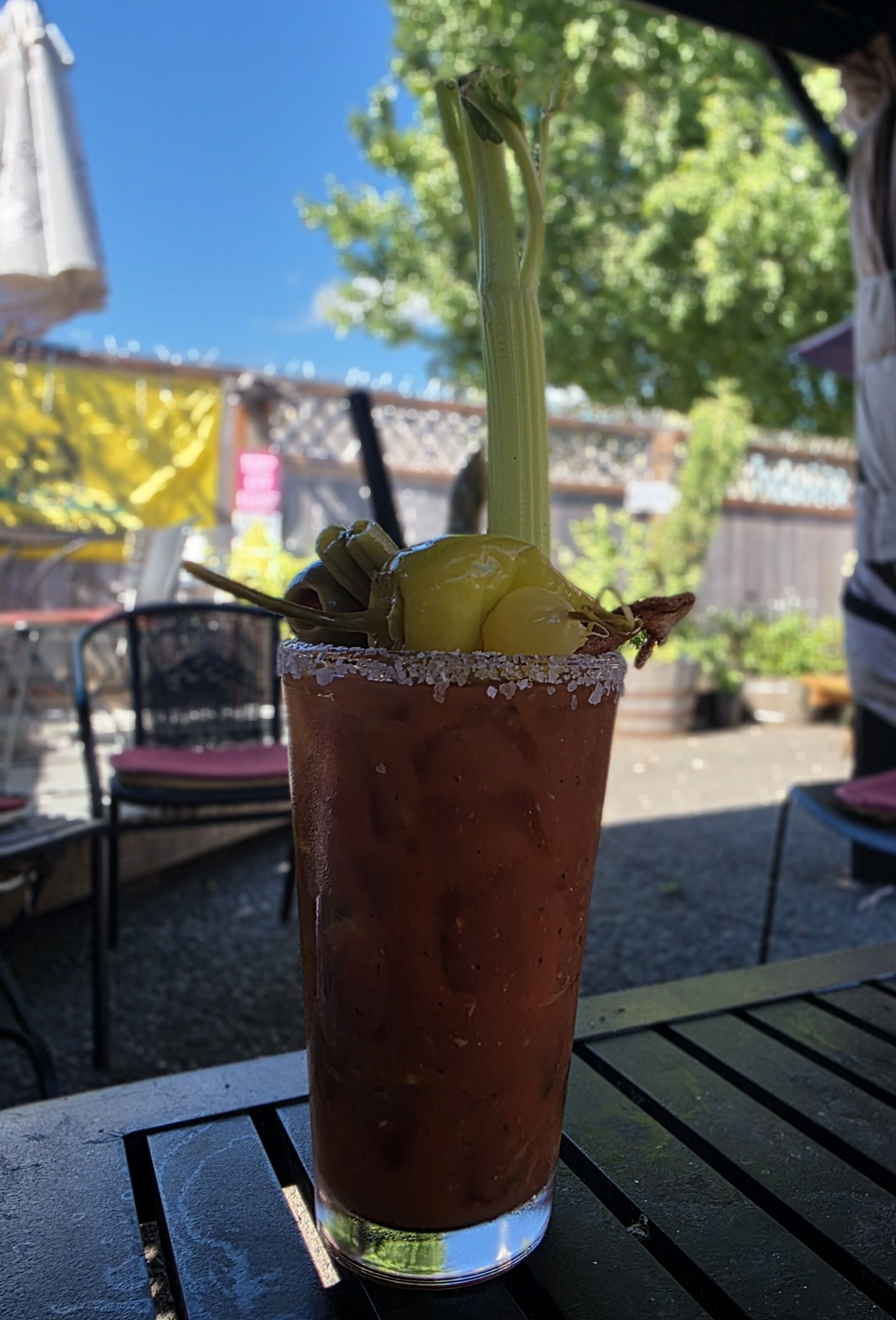 Wildhorse Bloody Mary on the patio at Wildhorse Bar & Grill