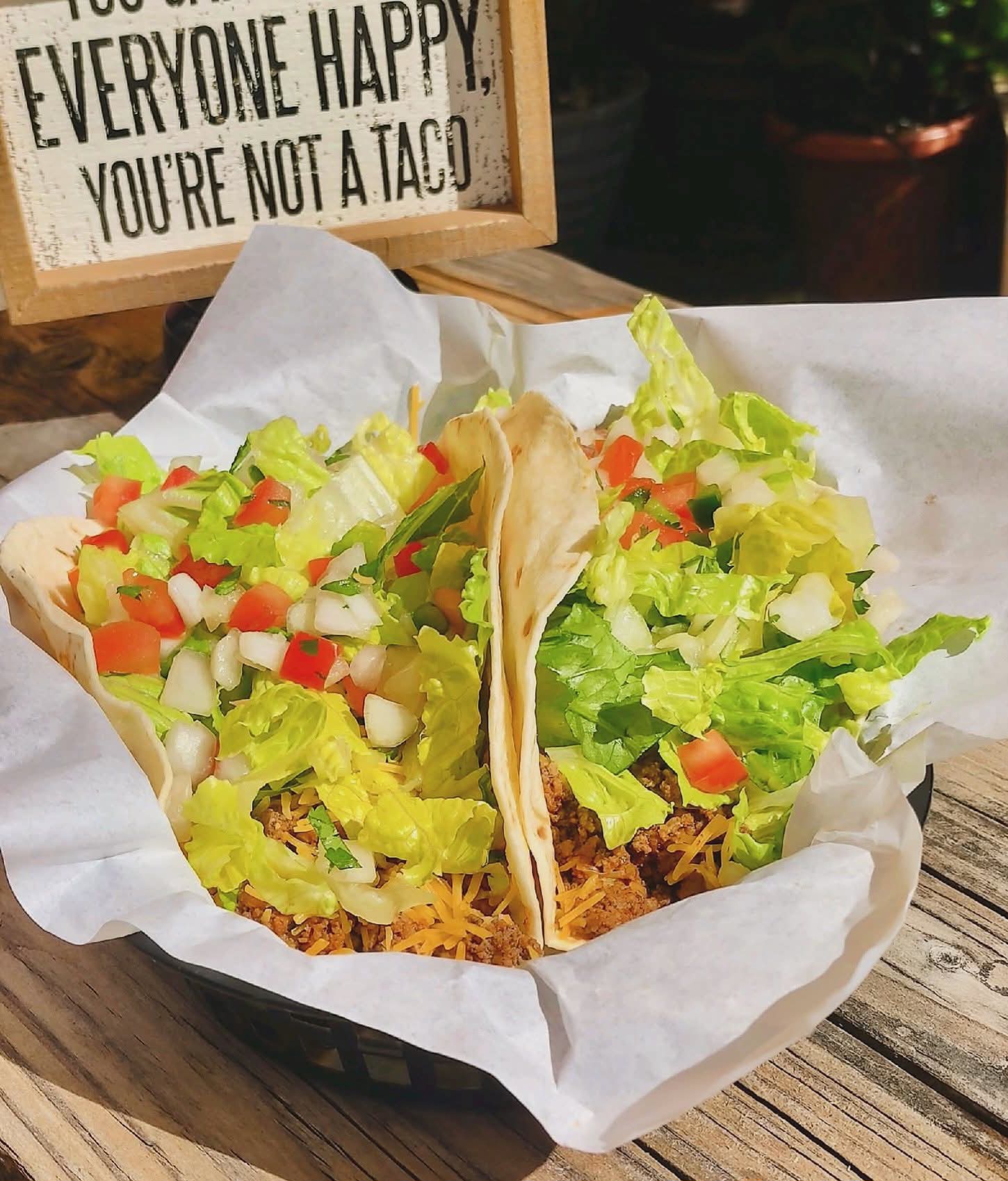 Wildhorse Bar & Grill beef soft tacos served on the outdoor patio