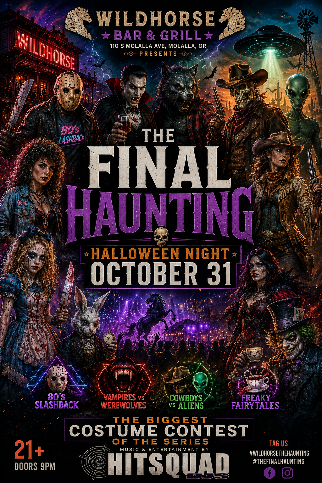 The Haunting: The Final Haunting official poster for Halloween Night Saturday October 31 at Wildhorse Bar & Grill.