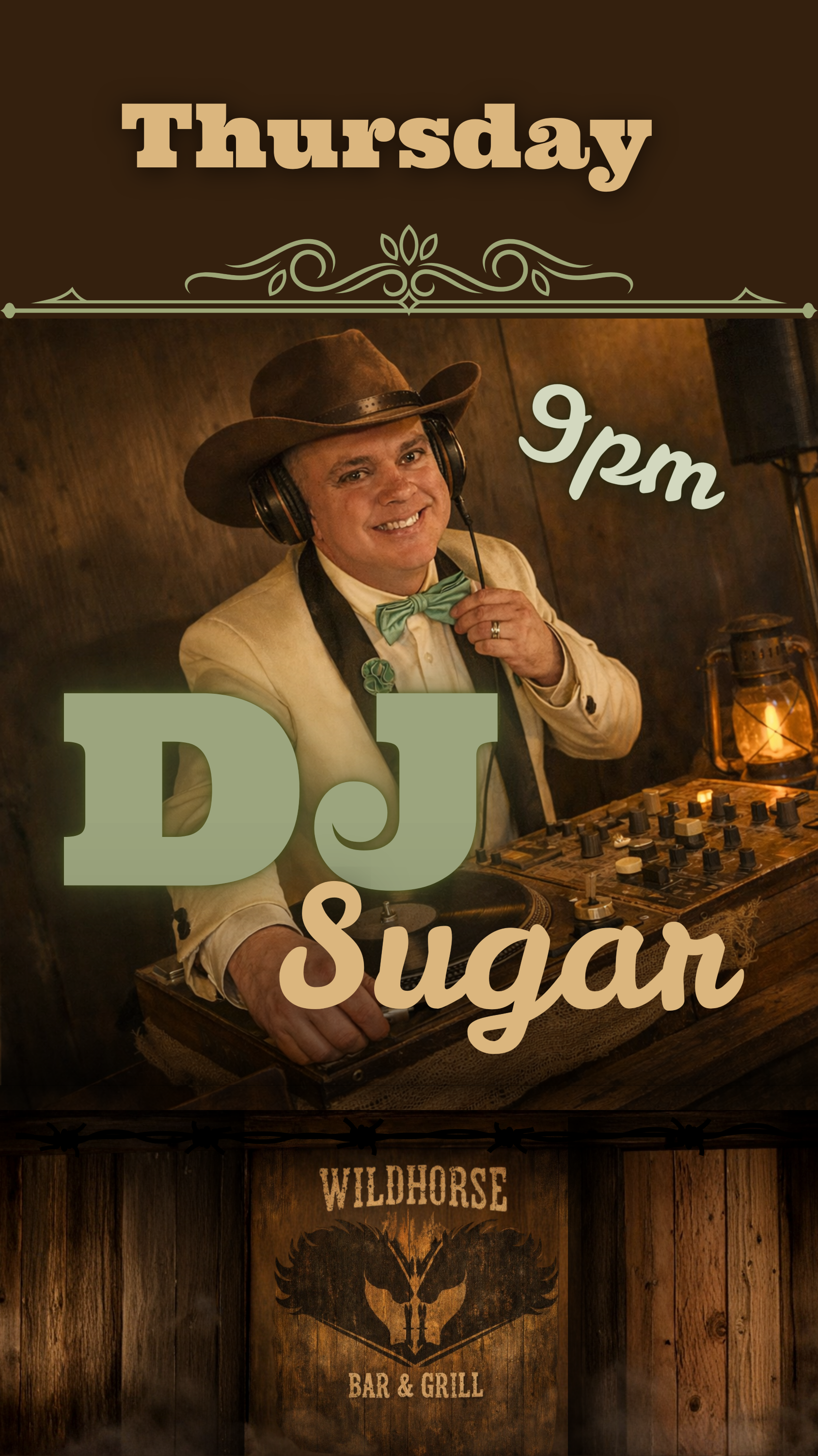 Wildhorse Bar & Grill DJ Sugar Thursday night flyer.