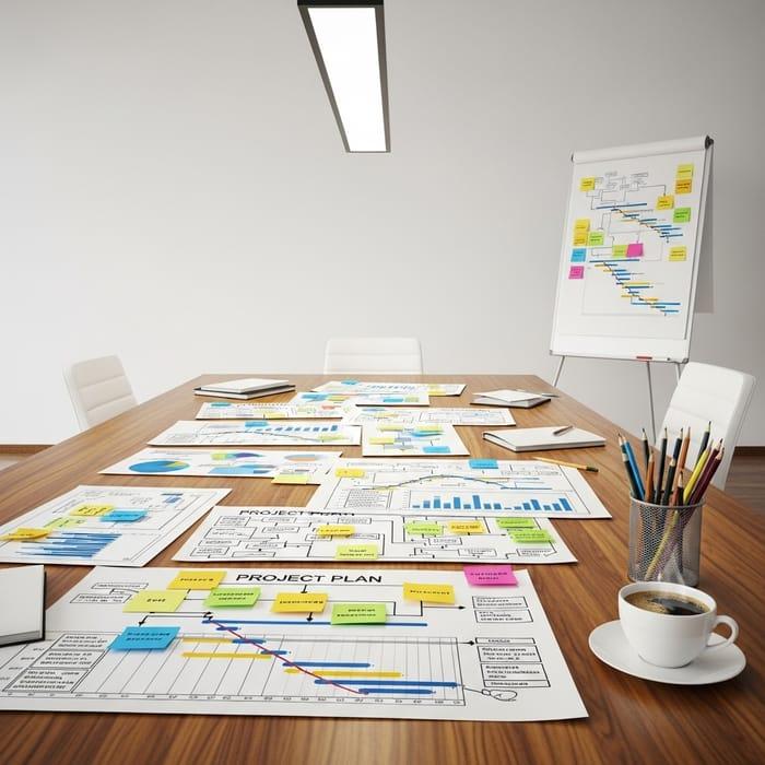 Strategic project plan maps and meeting setup