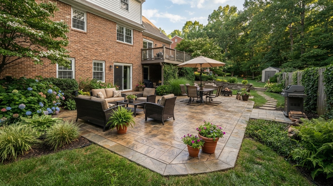 Stamped Concrete Patio by Waldorf Concrete in Waldorf, MD