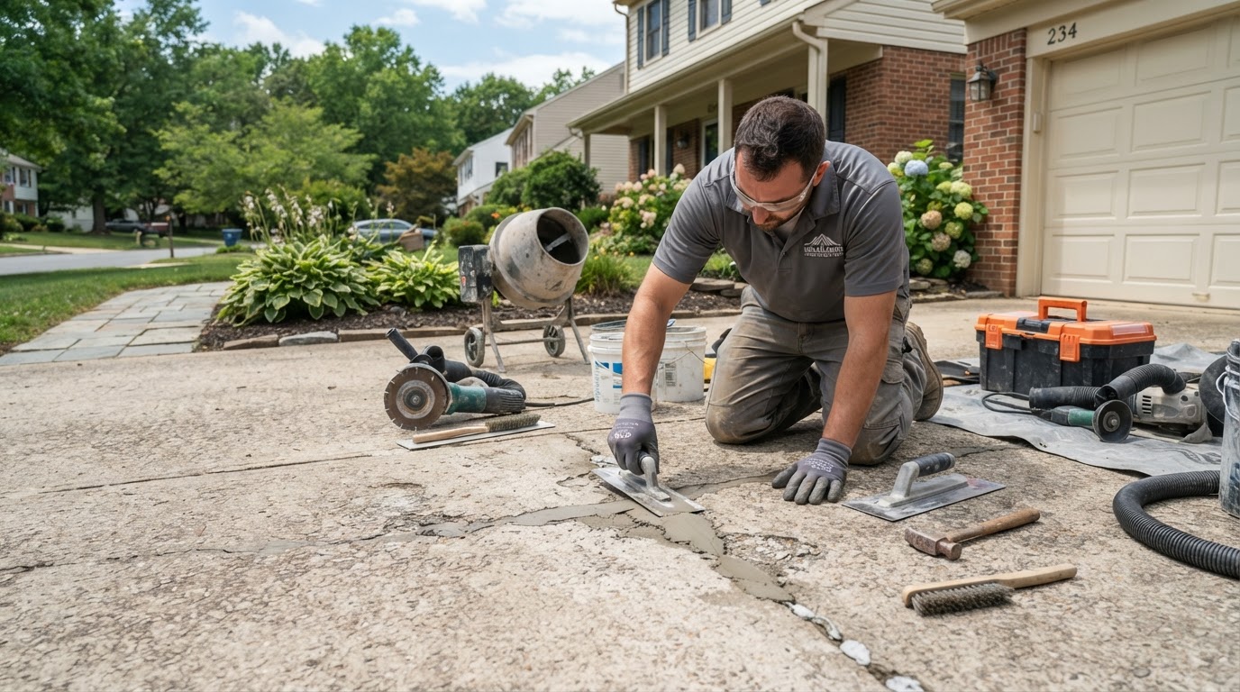 Concrete Driveway Repair by Waldorf Concrete in Waldorf, MD