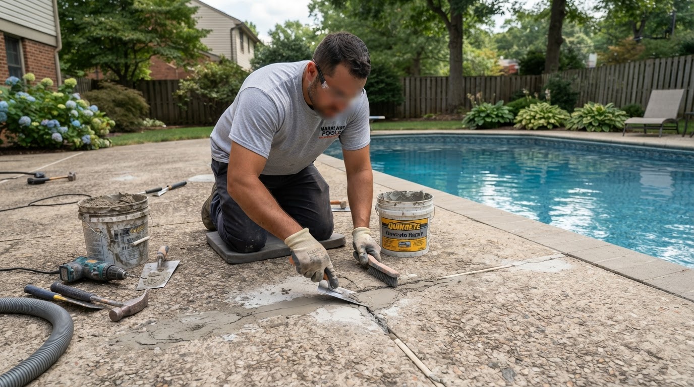 Concrete Pool Deck Repair by Waldorf Concrete in Waldorf, MD