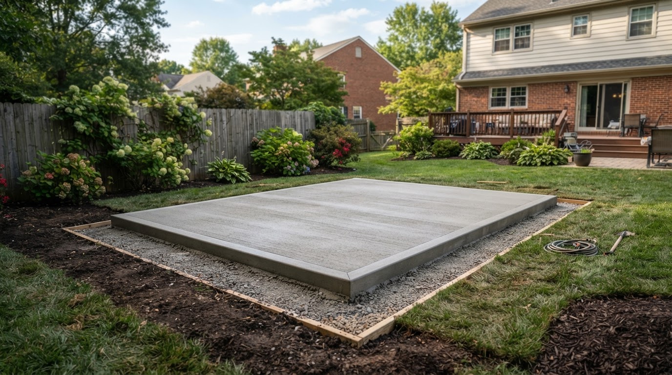 Concrete Pad for Shed by Waldorf Concrete in Waldorf, MD